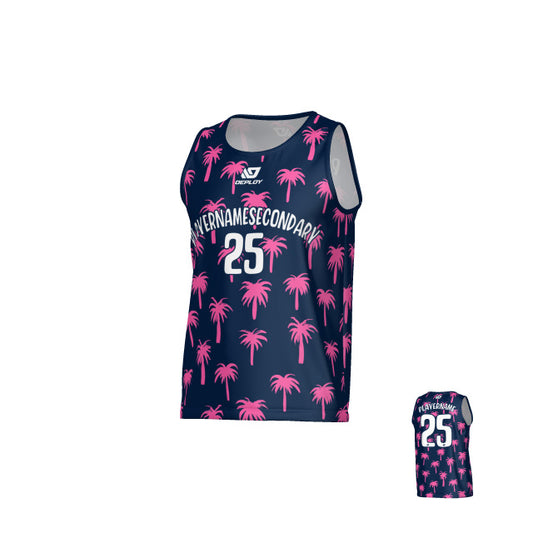 Palms Sports Singlet - Navy & Pink