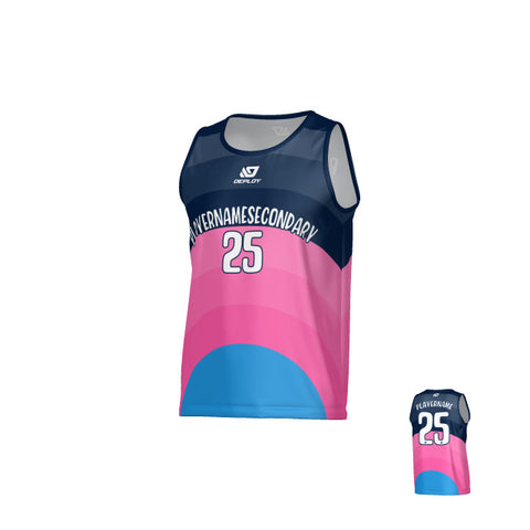Curve Sports Singlet - Navy & Pink