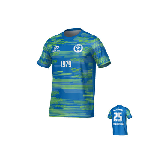 Glitch Jersey - Blue & Neon Green
