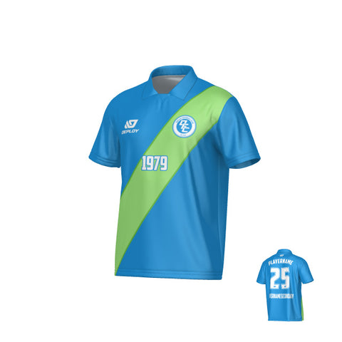 Sash Collared Jersey - Blue & Neon Green