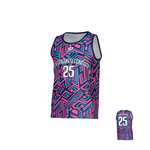 Maze Sports Singlet - Navy & Pink