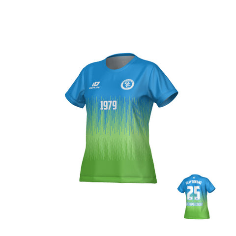 Fade Womens Jersey - Blue & Neon Green