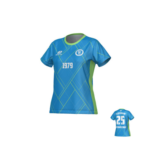 Plaid Womens Jersey - Blue & Neon Green