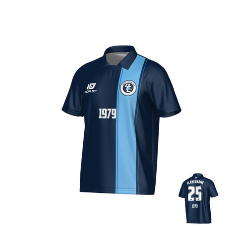 Edge Collared Jersey - Navy & Sky Blue