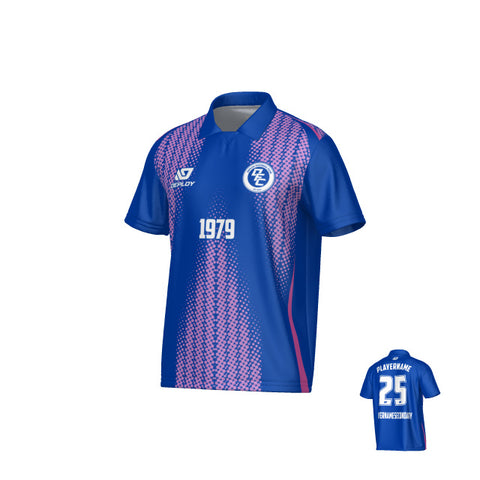 Half Tone Collared Jersey - Royal Blue & Purple