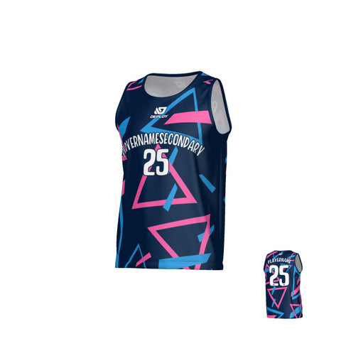 Triangle Sports Singlet - Navy & Pink