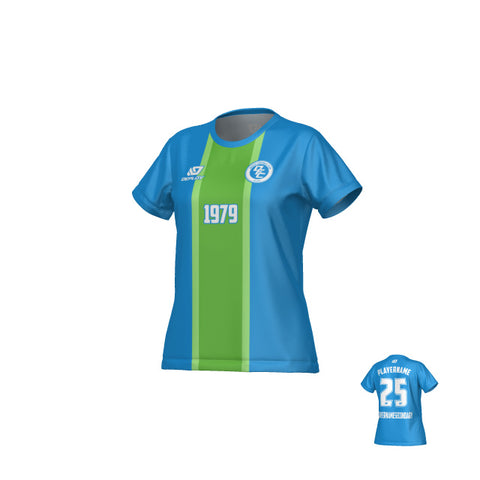 Stripe Womens Jersey - Blue & Neon Green