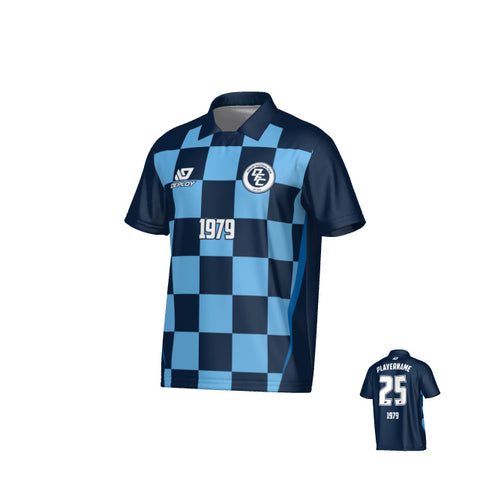 Checkers Collared Jersey - Navy & Sky Blue