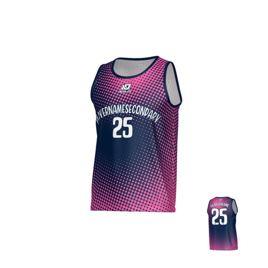 Dots Sports Singlet - Navy & Pink