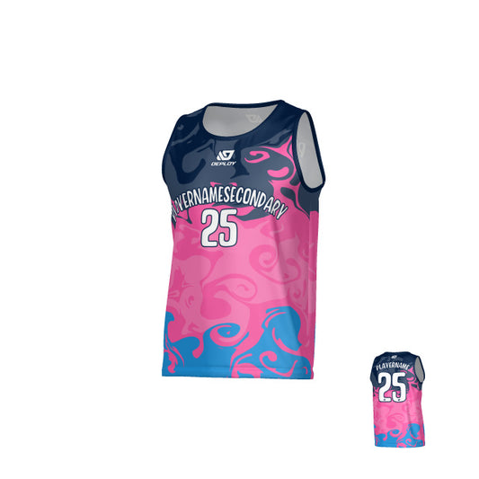Smoke Sports Singlet - Navy & Pink