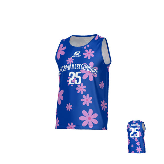 Flower Sports Singlet - Royal Blue