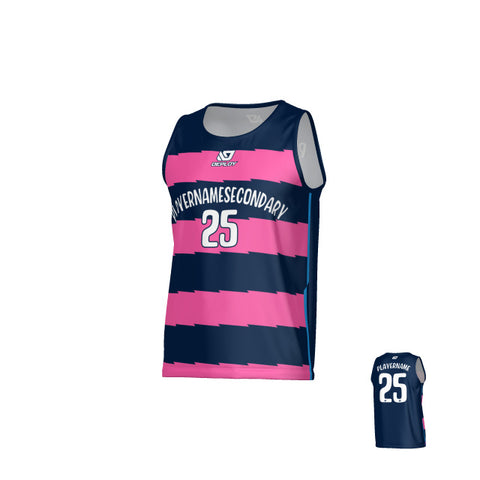 Jagged Sports Singlet - Navy & Pink