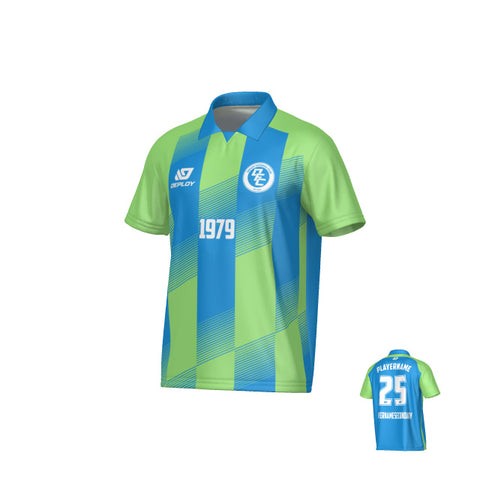 Vector Collared Jersey - Blue & Neon Green