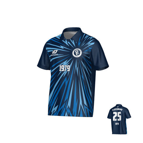 Burst Collared Jersey - Navy & Sky Blue