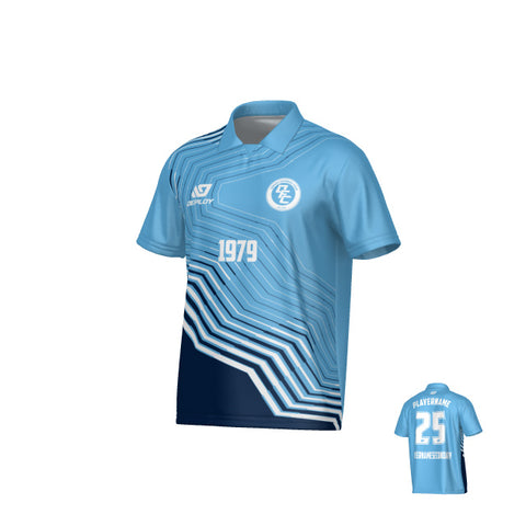 Circuit Collared Jersey - Sky Blue & Navy