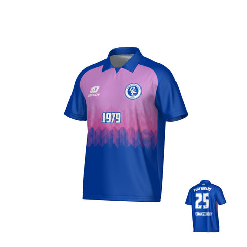 Echo Collared Jersey - Royal Blue & Purple