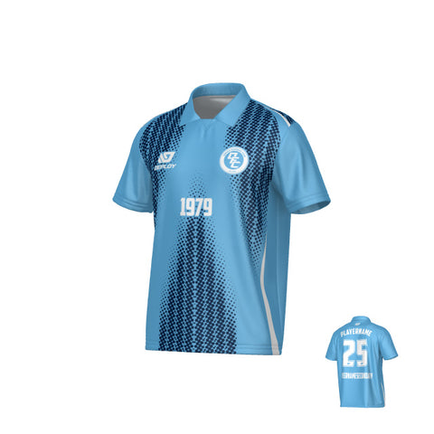 Half Tone Collared Jersey - Sky Blue & Navy
