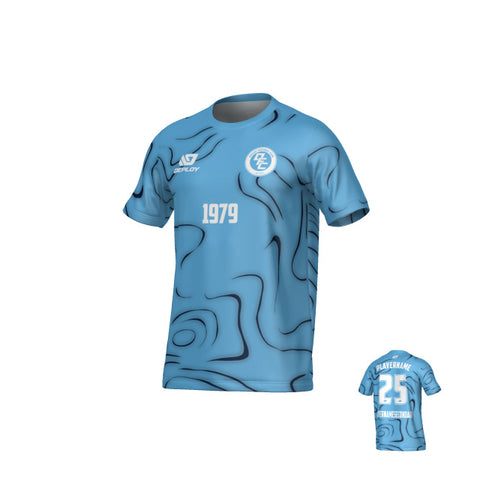 Marble Jersey - Sky Blue & Navy