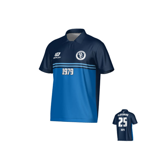 Summit Collared Jersey - Navy & Sky Blue