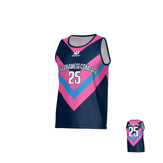 Chevron Sports Singlet - Navy & Pink