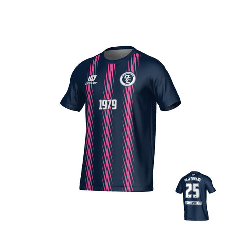 Zig Zag Jersey - Navy & Pink