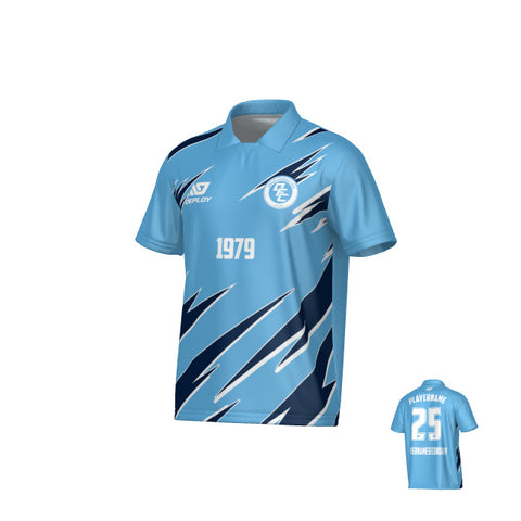 Sharp Collared Jersey - Sky Blue & Navy