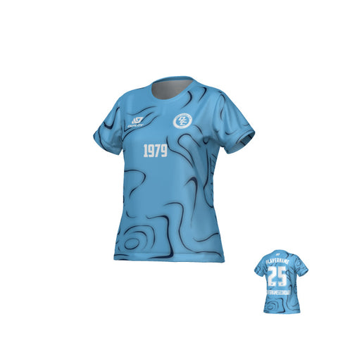 Marble Womens Jersey - Sky Blue & Navy