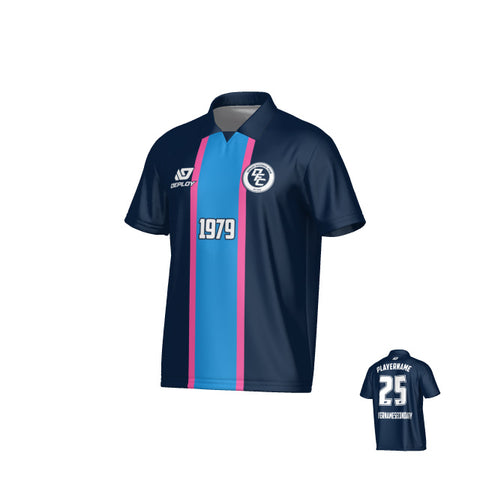 Stripe Collared Jersey - Navy & Pink