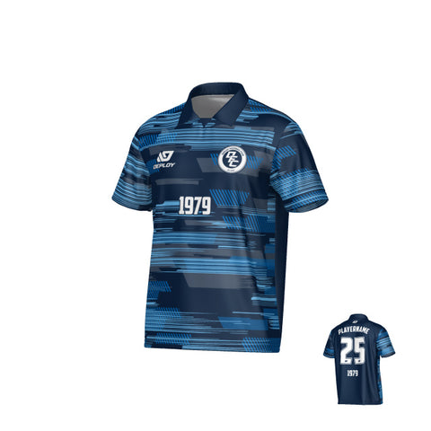 Glitch Collared Jersey - Navy & Sky Blue