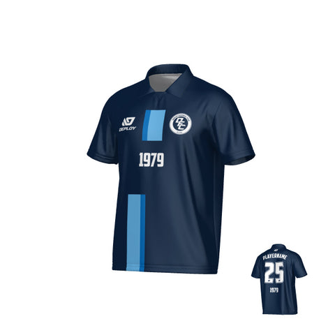 Block Collared Jersey - Navy & Sky Blue