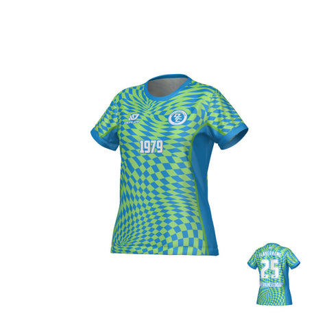 Vortex Womens Jersey - Blue & Neon Green