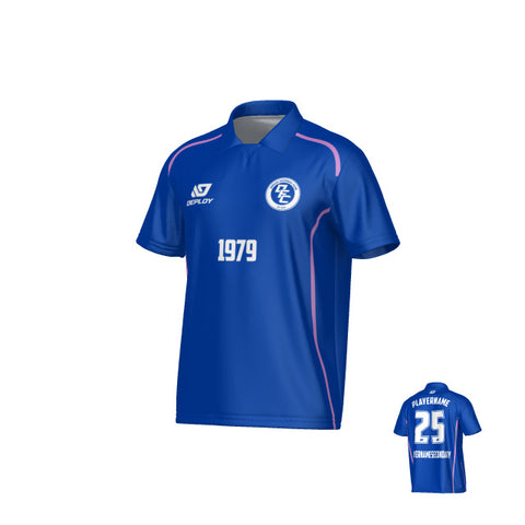Contour Collared Jersey - Royal Blue & Purple