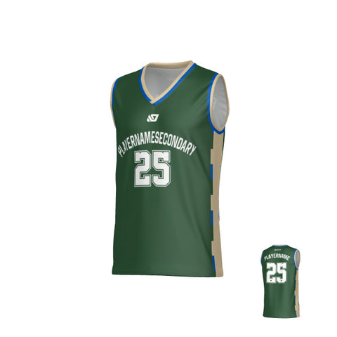 Pixel Basketball Jersey - Green & Cream