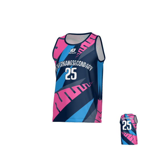 Fern Sports Singlet - Navy & Pink
