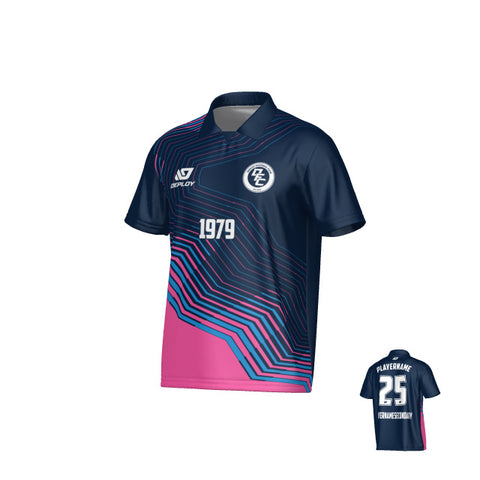 Circuit Collared Jersey - Navy & Pink