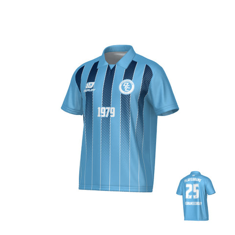 Streamline Collared Jersey - Sky Blue & Navy