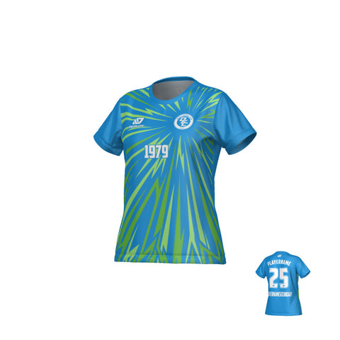Burst Womens Jersey - Blue & Neon Green