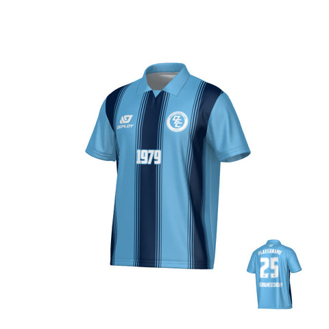 Pillars Collared Jersey - Sky Blue & Navy