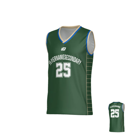 Grid Basketball Jersey - Green & Cream