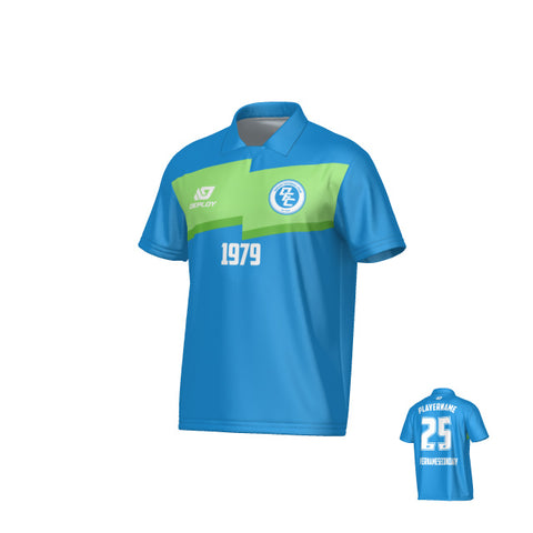 Zag Collared Jersey - Blue & Neon Green