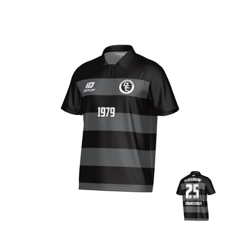 Hoops Collared Jersey - Black