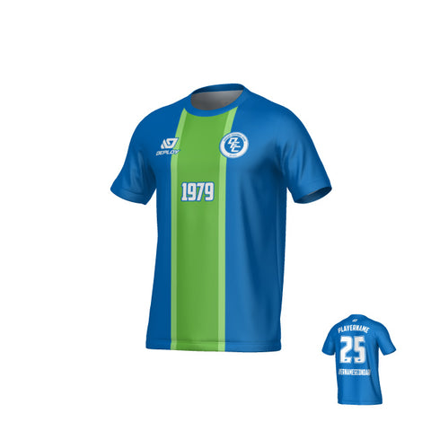 Stripe Jersey - Blue & Neon Green