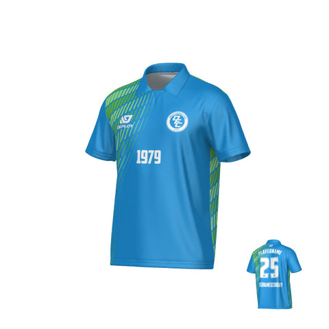 Spray Collared Jersey - Blue & Neon Green