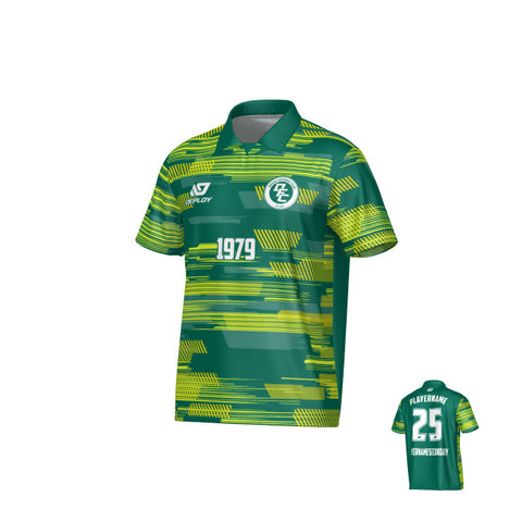 Glitch Collared Jersey - Green