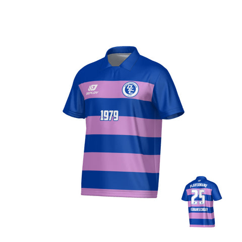 Hoops Collared Jersey - Royal Blue & Purple