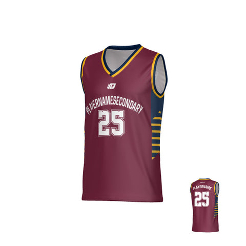 Banner Basketball Jersey - Maroon & Navy