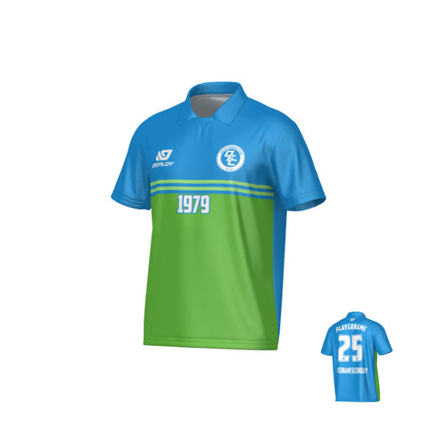 Summit Collared Jersey - Blue & Neon Green