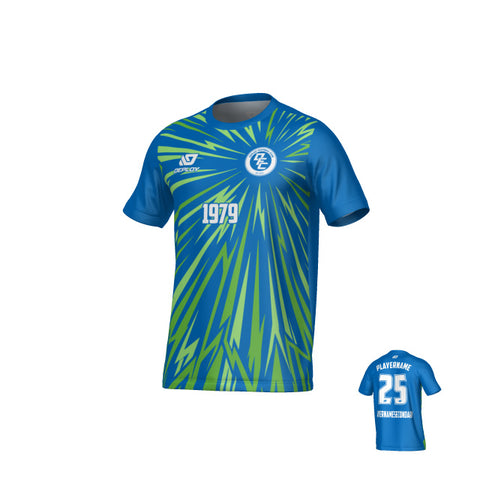Burst Jersey - Blue & Neon Green