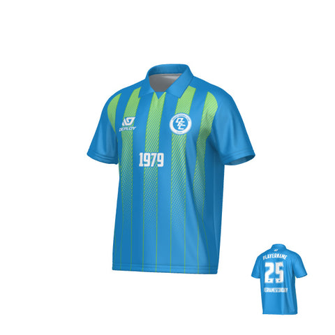 Streamline Collared Jersey - Blue & Neon Green