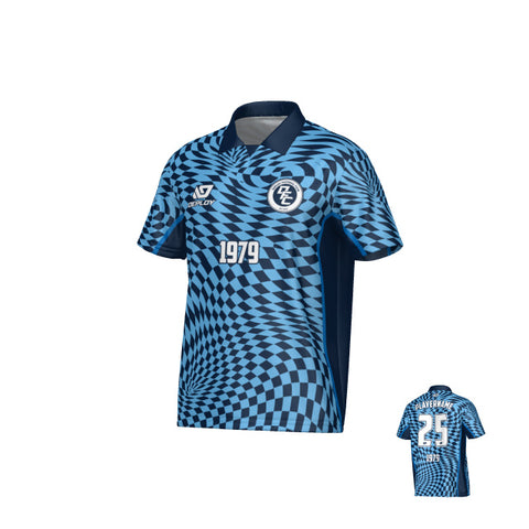 Vortex Collared Jersey - Navy & Sky Blue